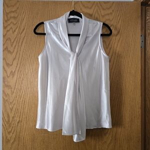 Chic White Tie-Neck Blouse